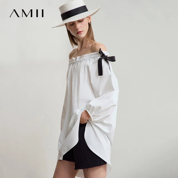 អាវ Amii Minimalist Casual សម្រាប់នារី រដូវក្តៅ ឆ្នាំ២០២៥ ថ្មី សម្រាប់នារីការិយាល័យ ពណ៌ស្រស់ឆើតឆាយ រលុង ងាយស្រួលពាក់ 12542170