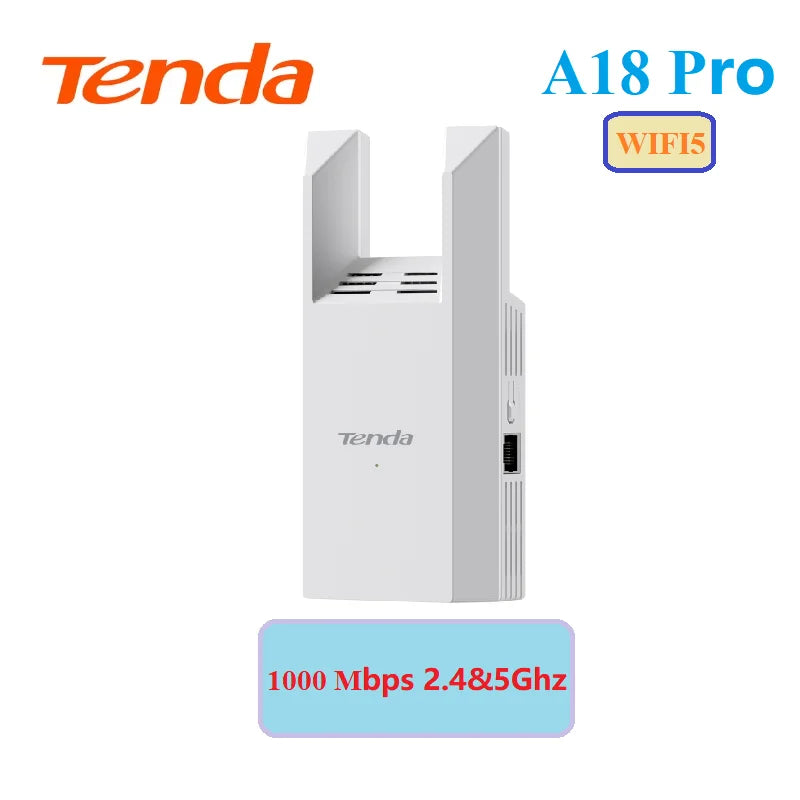 ឧបករណ៍ពង្រីកសញ្ញា WiFi Tenda 1000Mbps Dual Band 2.4G 5G Repeater Network Expander Range Extender WiFi Signal Booster Wireless Router
