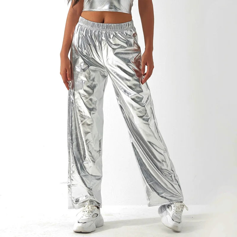 2026 Women Fashion Aurora Laser Gradual Change High Waist Straight Pants, Thin Female Stretch Trousers, 2025 New