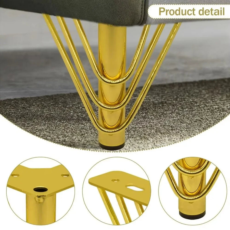 4Pcs Metal Furniture Legs Gold/Black/Silver, Modern Triangle Sofa Cabinet Feet, Replacement Support Leg for Couch Table Dresser
