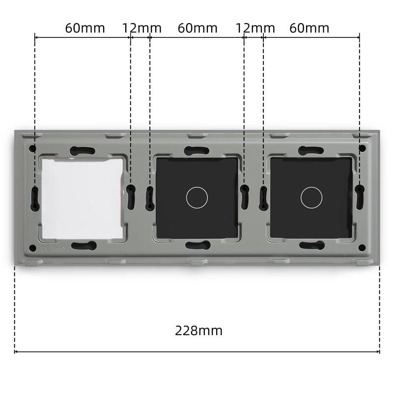 BSEED EU Standard Touch Light Switch Panel With Wall Socket Frames 228mm Metal Base Included Glass Frame Without Switch Part