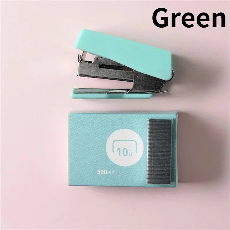 1PC Mini Stapler for Paper File Metal Stapler Set with 500pcs 10# Staples Cute Stationerys Kits School Office Binding Supplies