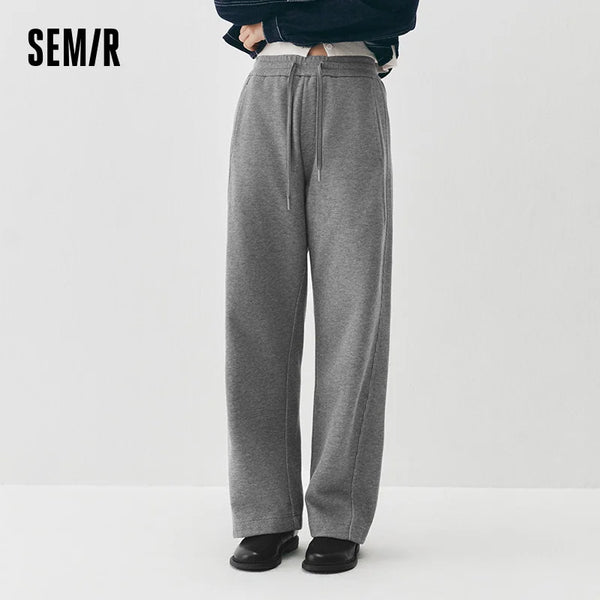 ខោ Semir សម្រាប់នារី មានស្រទាប់ក្រណាត់រោមចៀម រាងរលុង ជើងធុង ពណ៌សុទ្ធ ឆ្នាំ២០២៦ រដូវរងា រចនាប័ទ្មប្រចាំថ្ងៃ ប្រវែងពេញ រចនាប័ទ្មធម្មតាក្នុងទីក្រុង