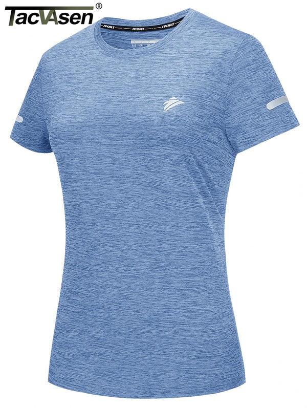 TACVASEN Elastic Moisture Wicking Summer T-shirts Women's Casual T-shirts Crew Neck Workout Running Shirts Sports Tee Gym Tops