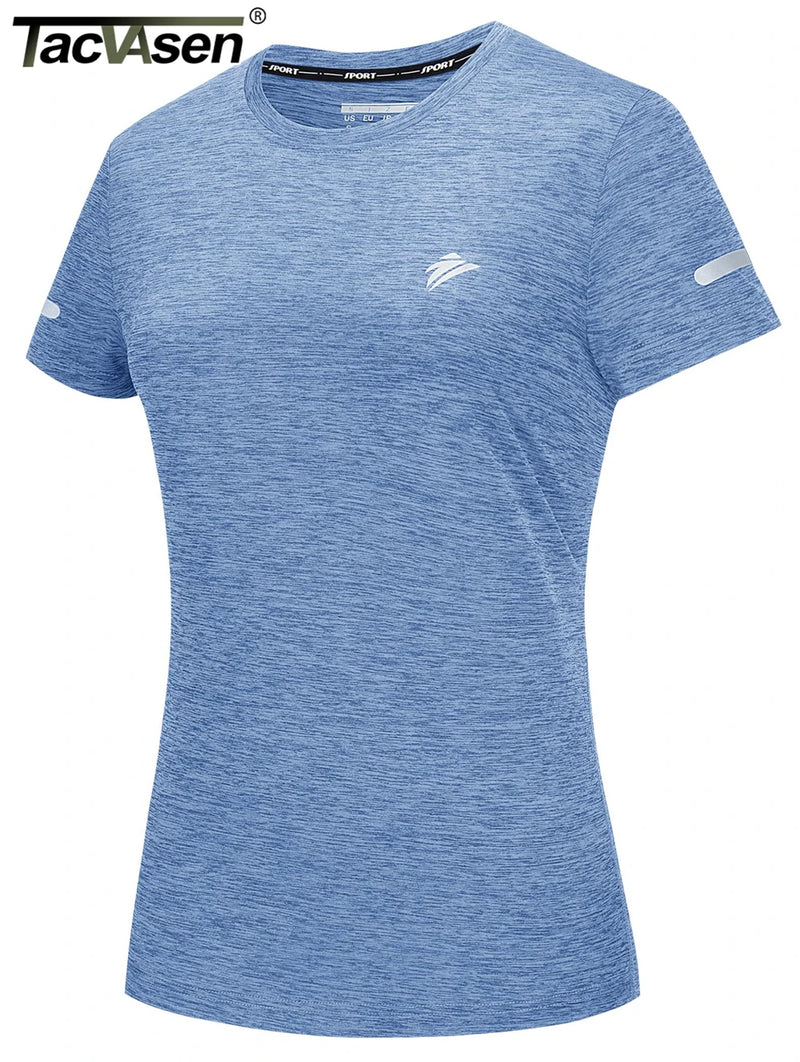 TACVASEN Elastic Moisture Wicking Summer T-shirts Women's Casual T-shirts Crew Neck Workout Running Shirts Sports Tee Gym Tops