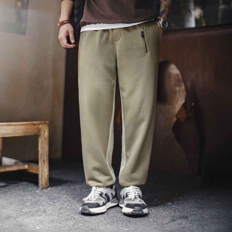 Maden Men's Color Block Sweatpants Retro Joggers Drawstring Waist Elastic Cuffs Trousers Sporty Casual Pants for Spring Autumn