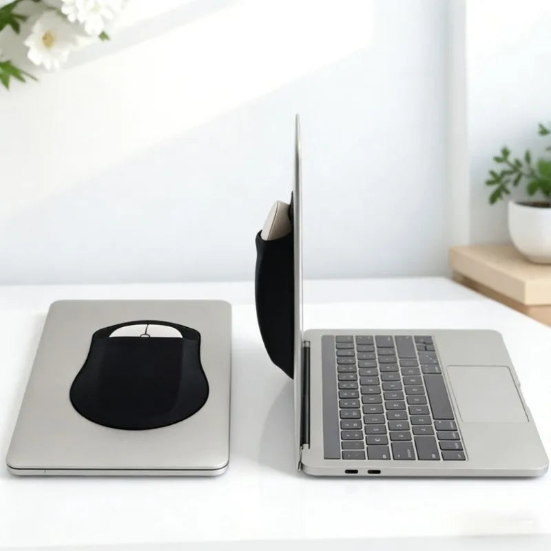 1pc Self-adhesive Mouse Storage Bag Notebook Computer Back Sticker Storage Bag,3 Colors, Seamless Mouse Storage Bag