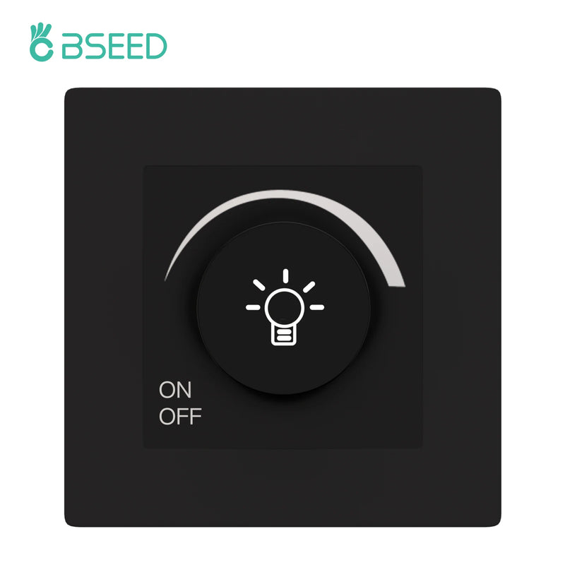 BSEED Normal Light Dimmer Switch Rotary Knob Dimmer Switch Adjustable Brightness Controller Plastic Frame Button Dimmer Switch