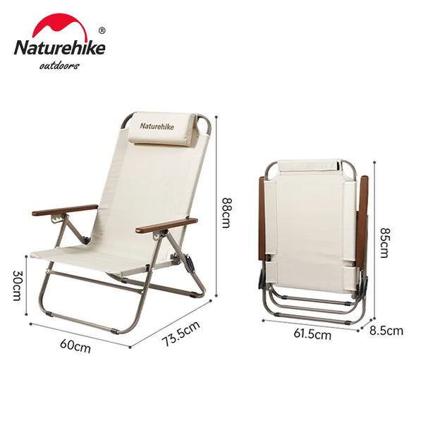 កៅអីអង្គុយ Naturehike T02 អាចបត់បាន អាចបោះតង់បាន ខ្នងខ្ពស់ ងាយស្រួលអង្គុយ ក្រៅផ្ទះ មានកន្លែងដាក់ដៃ ងាយស្រួលយកតាមខ្លួន