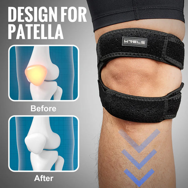 WRELS 1Pcs Sports Patella Strap Adjustable Knee Sleeve Professional Patella Knee Brace Pro Support for Running Riding Football