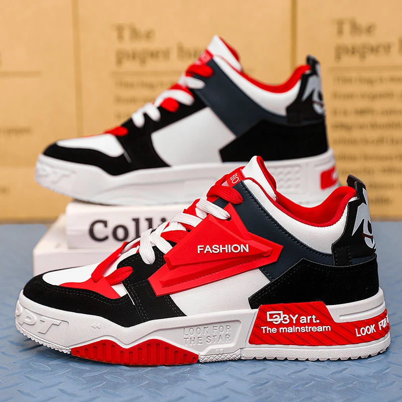 Mens Board Shoes Flat Autumn New High Top Luxury Design Anti Slip Casual Sports Thick Soled Street Lace-up Sneakers for Men