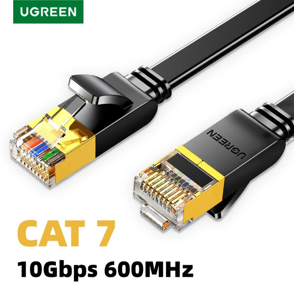 ខ្សែ UGREEN Cat 7 Ethernet Cable Flat Cat7 High Speed Flat Gigabit RJ45 LAN Cable 10Gbps Network Cable Patch Code សម្រាប់ Router Ethernet