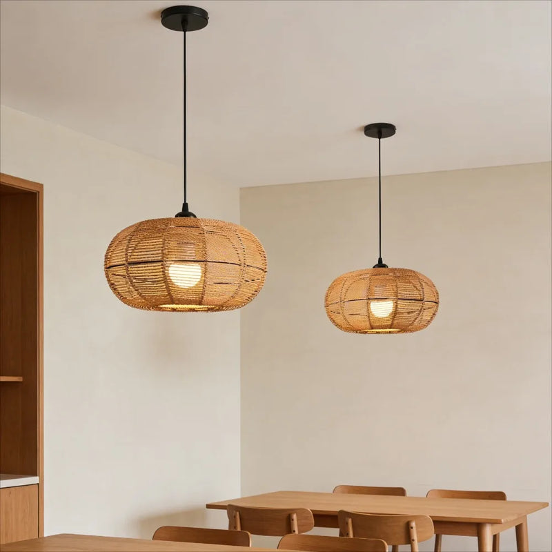 ចង្កៀងព្យួរ JOYINLED ធ្វើពីឫស្សី wicker ត្បាញដោយដៃ ចង្កៀងព្យួរទំហំ 30 សង់ទីម៉ែត្រ សម្រាប់តុបតែងផ្ទះ បរិភោគអាហារ ក្នុងផ្ទះ