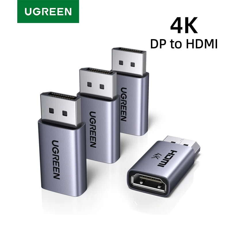 UGREEN 4K DisplayPort to HDMI 4-Pack Adapter Unidirectional Display Port 1.2 to HDMI 1.4 Male to Female Converter Aluminum Adapt