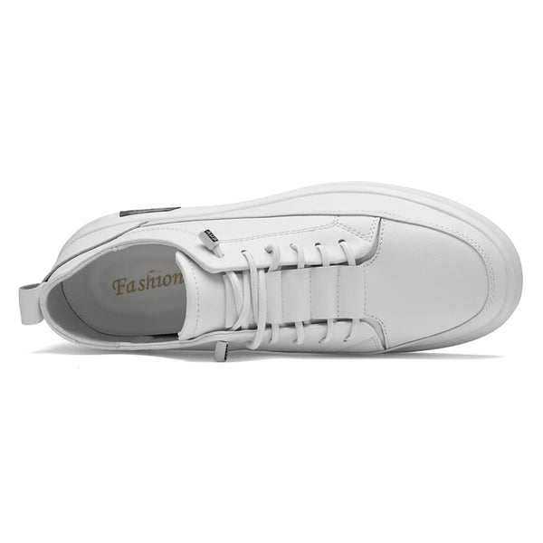 Autumn Spring Mens Leather Casual Shoes Men White Shoes Fashion Flat Shoes Big Size 46 47 Comfortable