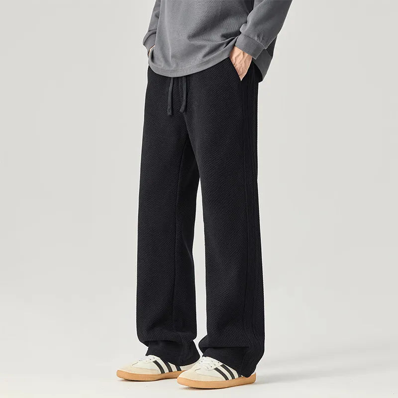 DUKEEN Men's Straight Leg Casual Pants 2025 New Textured Knit Wide Leg  Loose Fit Drawstring Trousers