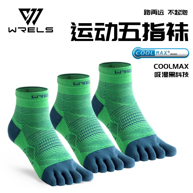 WRELS 1/3pairs Toe Socks COOLMAX Five Finger Socks Athletic Running Grip Quick Dry Breathable Performance 5 Finger Sports Socks