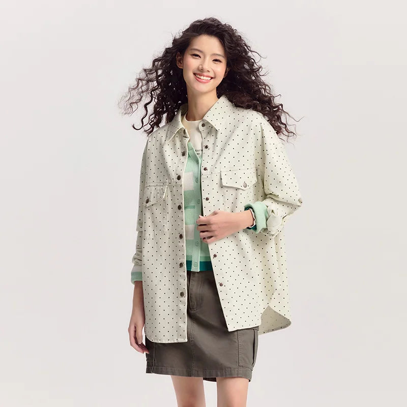 Semir Retro Shirt Women Long Sleeve Mid Length Drop Shoulder Oversize Fleece Minimalist Loose Slouchy Casual Blouse Spring