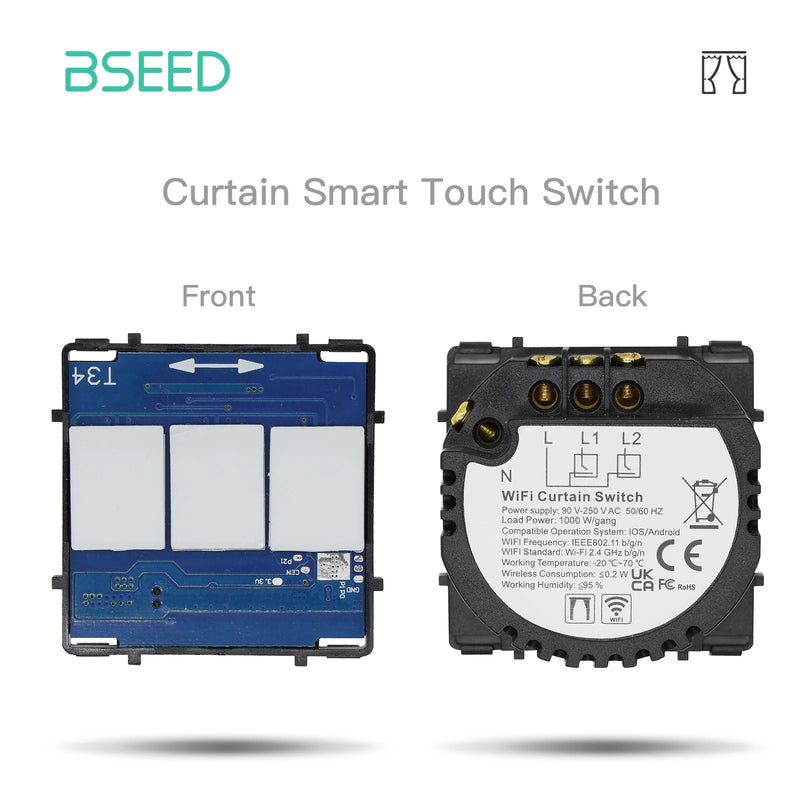 BSEED 1/2/3Gang WIFI Touch Switch Part Only Glass Panel Smart Dimmer Curtain Switch Function DIY Part EU Wifi Socket Parts