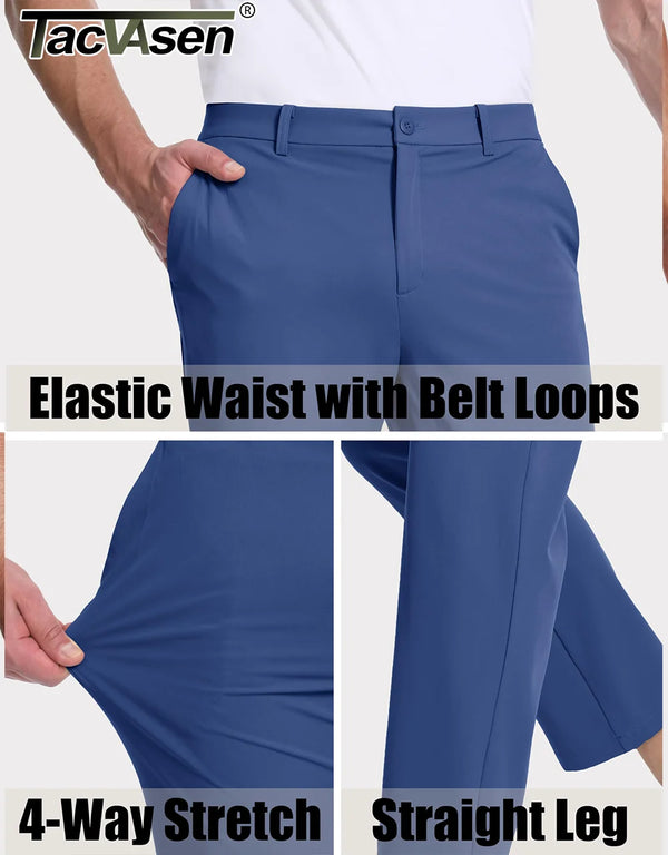 TACVASEN Mens Golf Stretch Dress Pants Staight Leg Quick Dry Water Resistant Lightweight Flat Front Work Pants Moisture Wicking