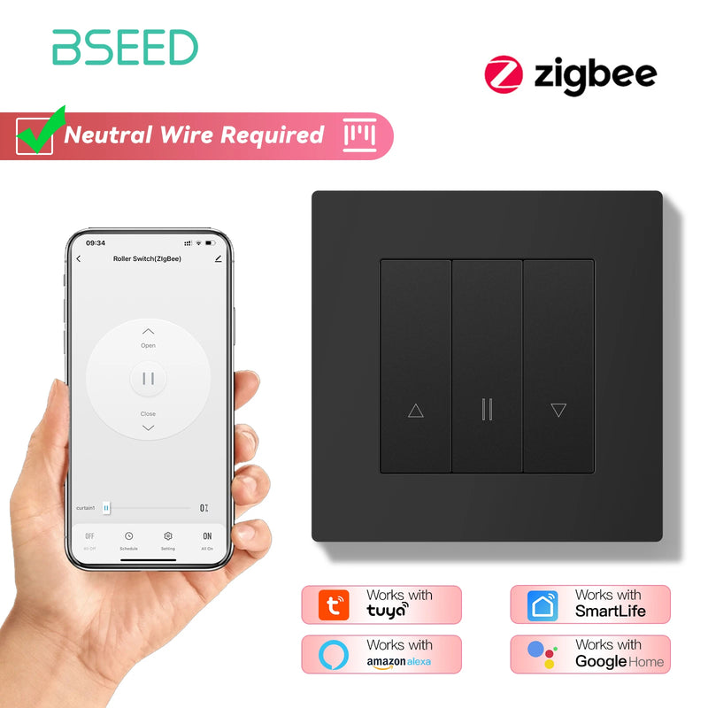 BSEED E Series Smart Zigbee Shutter Switch For Electric Motorized Blinds Roller Shutter Tuya Google Home Alexa Voice Control