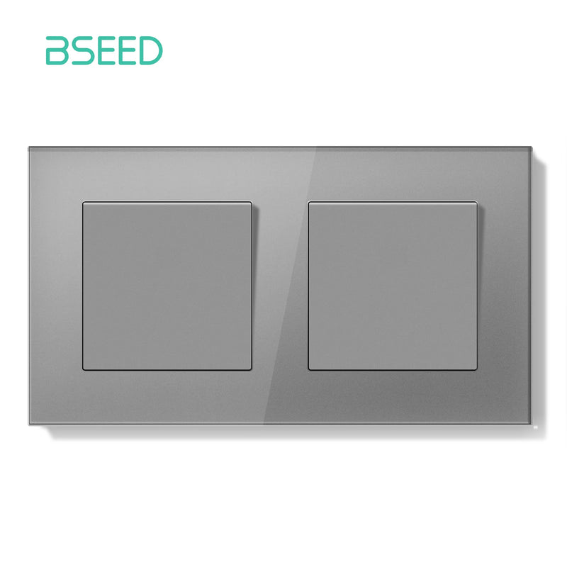 BSEED E Series Mechanical Button Switch 1/2Gang 1Way Double Light Switch Triple Toggle Switch Glass Panel Switch On Off 250V