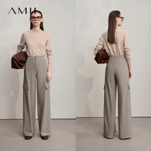 ខោ Amii Minimalism Women រដូវស្លឹកឈើជ្រុះឆ្នាំ ២០២៥ ខោជើងវែង Loonse ធម្មតាពណ៌រឹង ខោប៉ាក់ងាយស្រួលប្រើសម្រាប់ស្ត្រី 12543186