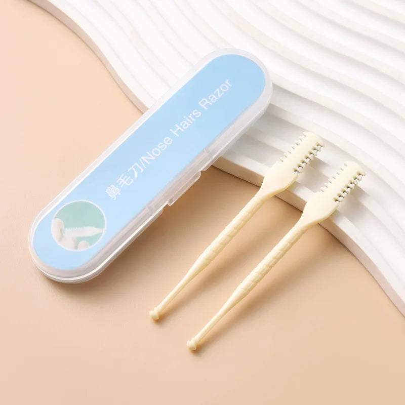 1/2pcs Manual Nose Hair Trimmer Set. 360° Rotating Trimmer, Double-Sided Blade,  Easy to Clean, Made of Plastic Material