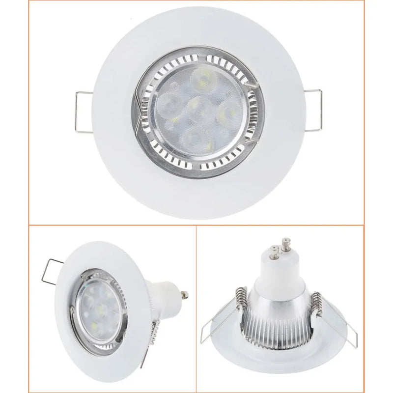 JOYINLED Adjustable Metal Downlight Round GU10 MR16 Spotlight Fitting Recessed Ceiling Spot Light Frame White Brass Nickel