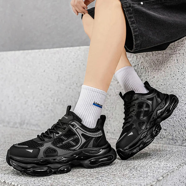 Chunky sneakers Men's casual four seasons breathable light non slip black fashion soft sole outdoor comfort running sports shoes