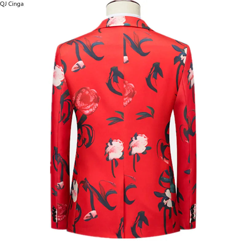 2026 New Men Red Suit Set - Stylish & Comfortable for Weddings, Parties & Formal Events Asian Sizes Slim Fit Jacket and Pants.