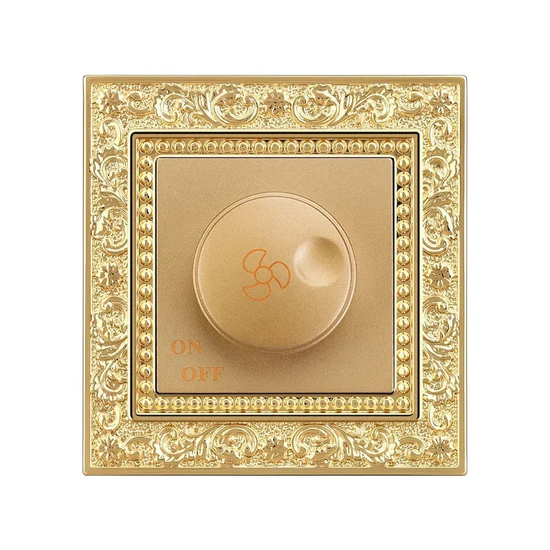 Luxurious metal European vintage antique EU wall lamp switch socket panel brass metal villa  home light switch 1/2/3 gang 2 way