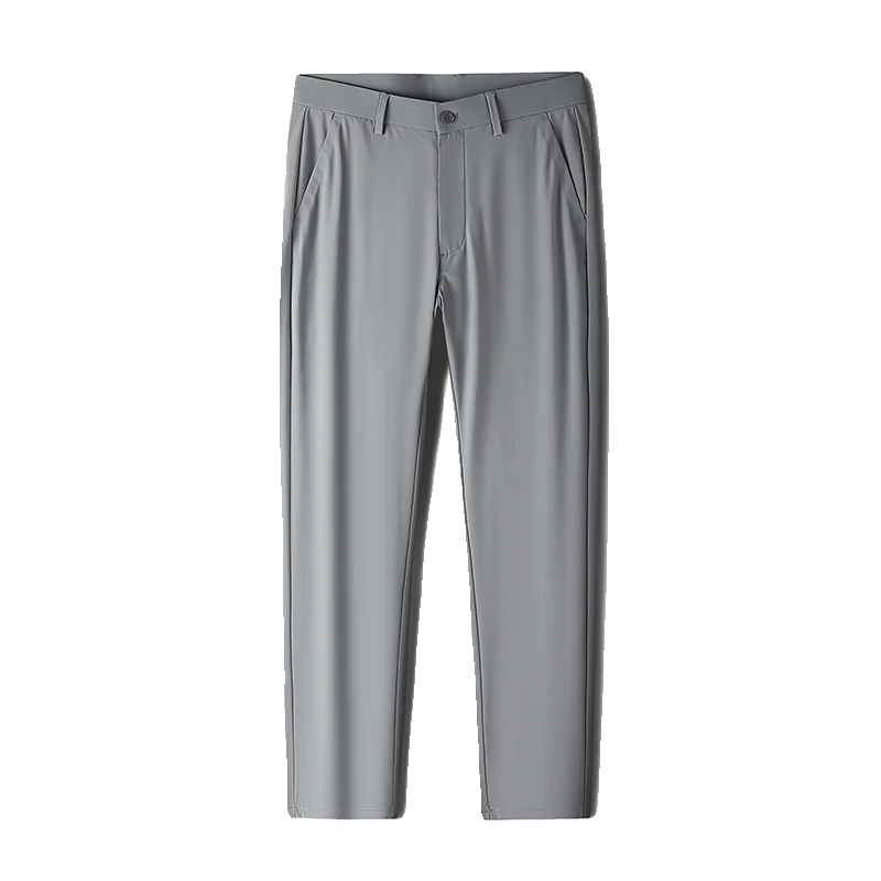 New Summer Men's Khaki Dress Pants and Black Business-casual Stretch Trousers, Available in Asian Sizes in Blue Gray Slacks.