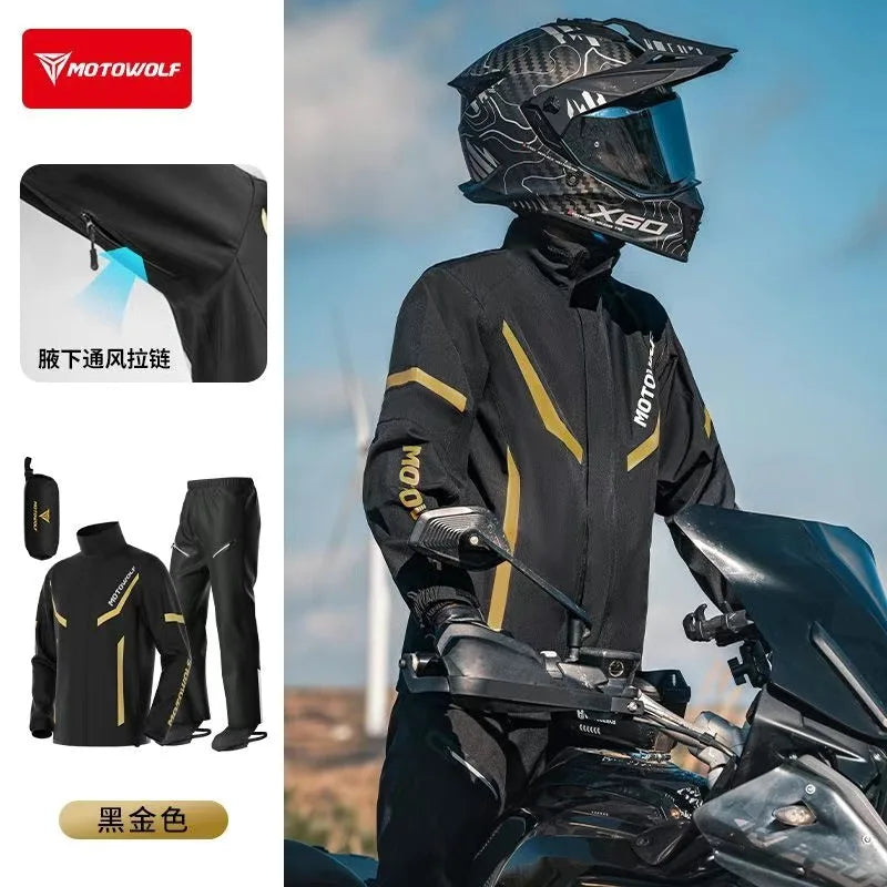 ឈុតអាវភ្លៀងជិះម៉ូតូ MOTOWOLF អាវការពារទឹក ការពារព្យុះភ្លៀង អាវសម្រាប់ជិះលេងក្នុងពិធីជួបជុំ ការពារភ្លៀងសម្រាប់អ្នកជិះតែម្នាក់