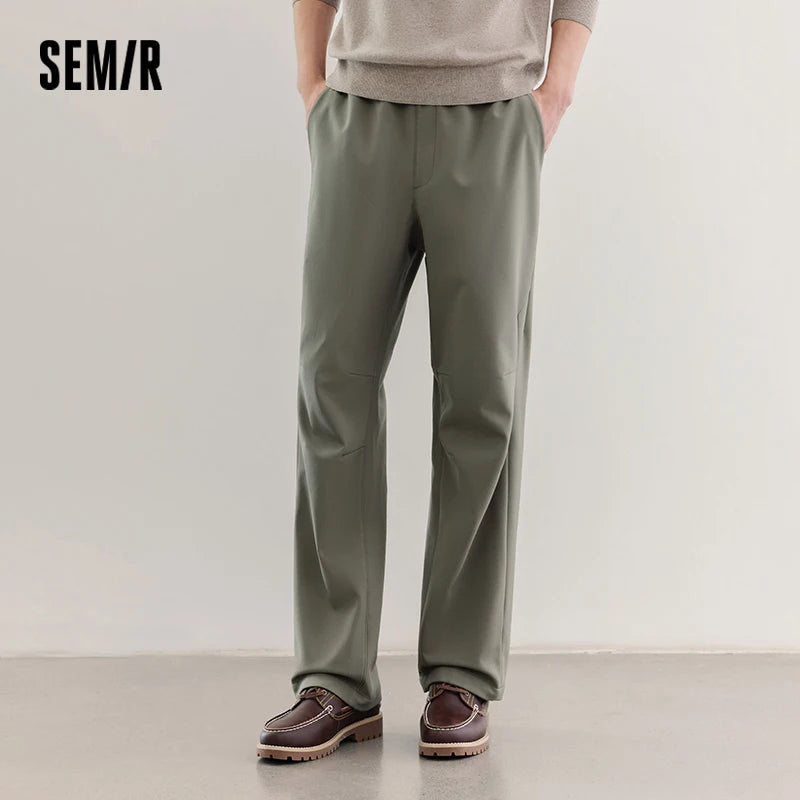 Semir Men Casual Pants Thermal Warmth Water Repellent Panel Design Solid Color Regular Fit Straight Leg 2026 New