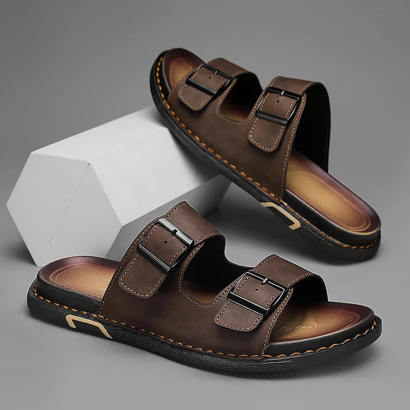 Men's High-Quality Casual Slippers Summer Breathable Outdoor Soft-Sole Beach Shoes Fashion Youth Joker Tide Sandals Garden Shoes