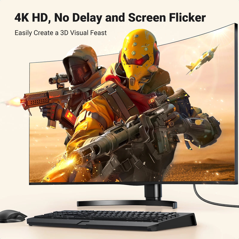 UGREEN 4K DisplayPort to HDMI Cable 1080P@120Hz, DP 1.2 to HDMI 1.4，Unidirectional Cable for Monitor, Desktop, HDTV, Laptop, AMD