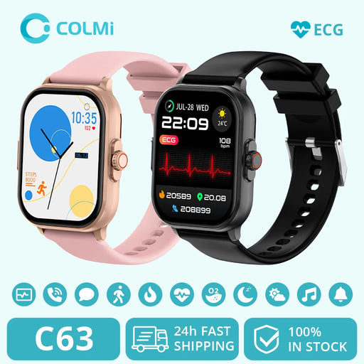 [2023 New] COLMi C63 ECG+PPG Blood Oxygen Health Smart Watch 2.01" Display IP68 Waterproof 7 Days Battery Life Smartwatch