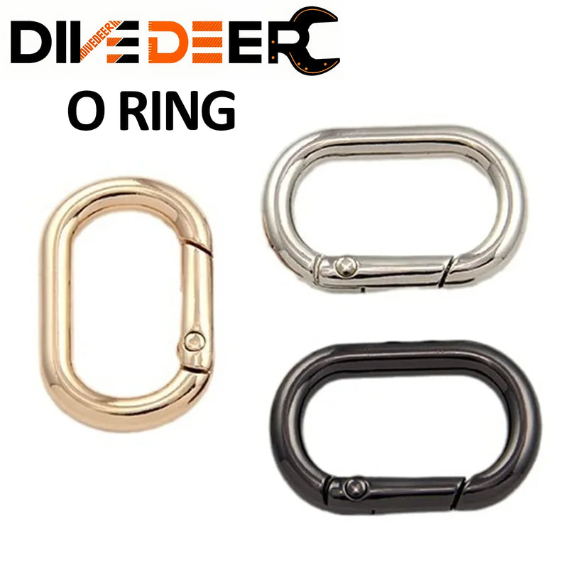 2PC Oval Spring O Ring Openable Leather Bag Handbag Strap Buckle Connect Keyring Pendant Key Dog Chain Snap Clasp Clip Carabiner