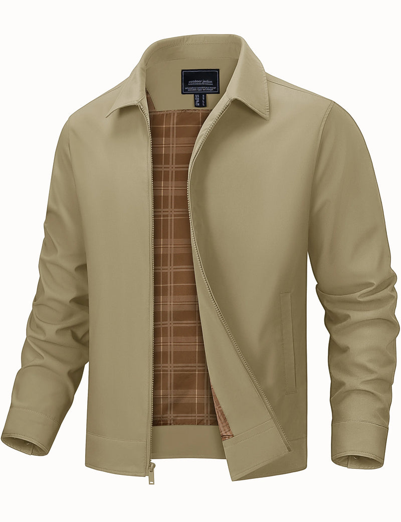 TACVASEN 2026 Men's Lightweight Jacket Water-repellent Windbreaker for Fall Winter Solid Color Fashion Patchwork Lining Overcoat