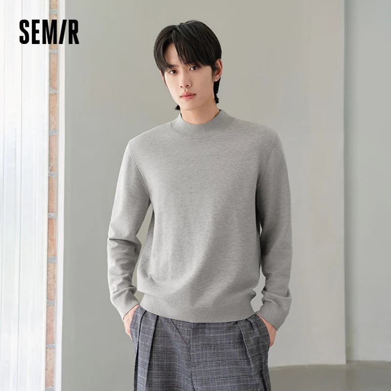 Semir Men Knit Sweater Mock Neck Thermal Warmth Antistatic Antibacterial 2026 New Winter Daily Wear Urban Casual Style