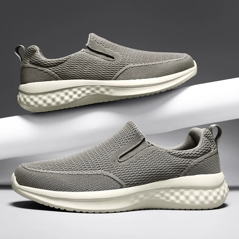 Men Walking Shoes Black Breathe Casual Fashion Mesh Shoes Lightweight Snug Easy Put on Take Off Daily Commuting Walking Shoes