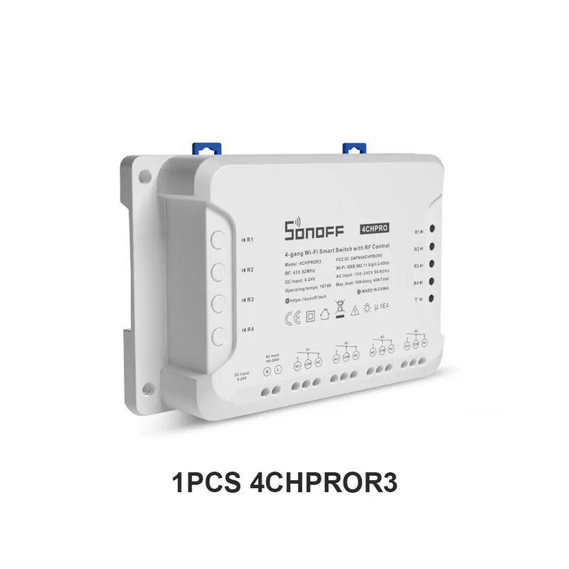 SONOFF-WiFi Smart Switch Module, Voice Control, Interlock Inching Mode via eWeLink App, Support Alexa and Google, 4CHR3/4CHPROR3