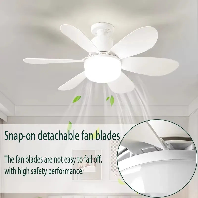 42/52cm E27 Socket Fan Light with Remote Control Portable Small Ceiling Fans with Lights for Bedroom Kitchen Living Room