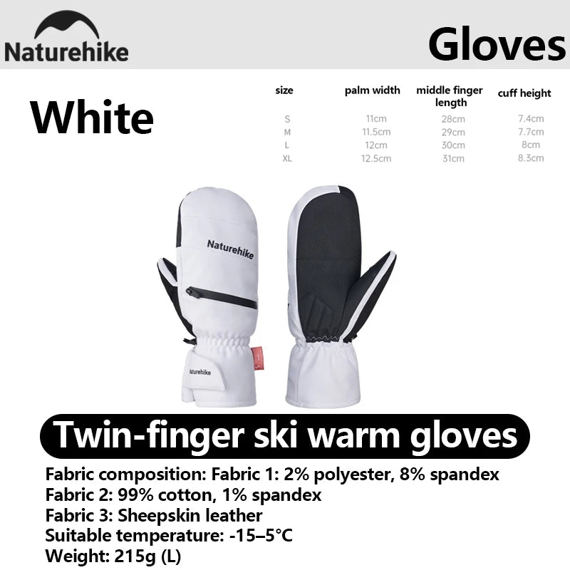 Naturehike 2025 New Thickened Mittens for Skiing Warm Durable Gloves with Windproof Touchscreen-Compatible Multi-Zone Design