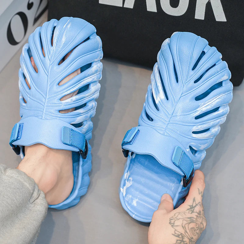 Summer Men's Cover Toes Sandals Garden Shoes Clogs Soft Comfortable Rubber Sandals Slippers Lightweight Breathable