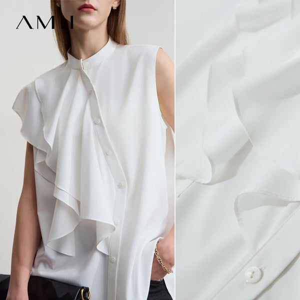 អាវ Amii Minimalist រលុងរដូវក្តៅឆ្នាំ ២០២៥ អាវស្ត្រីការិយាល័យថ្មី អាវក្រៅកអាវធម្មតា ដៃអាវគ្មានដៃ អាវរំយោលស្រាល 12542187