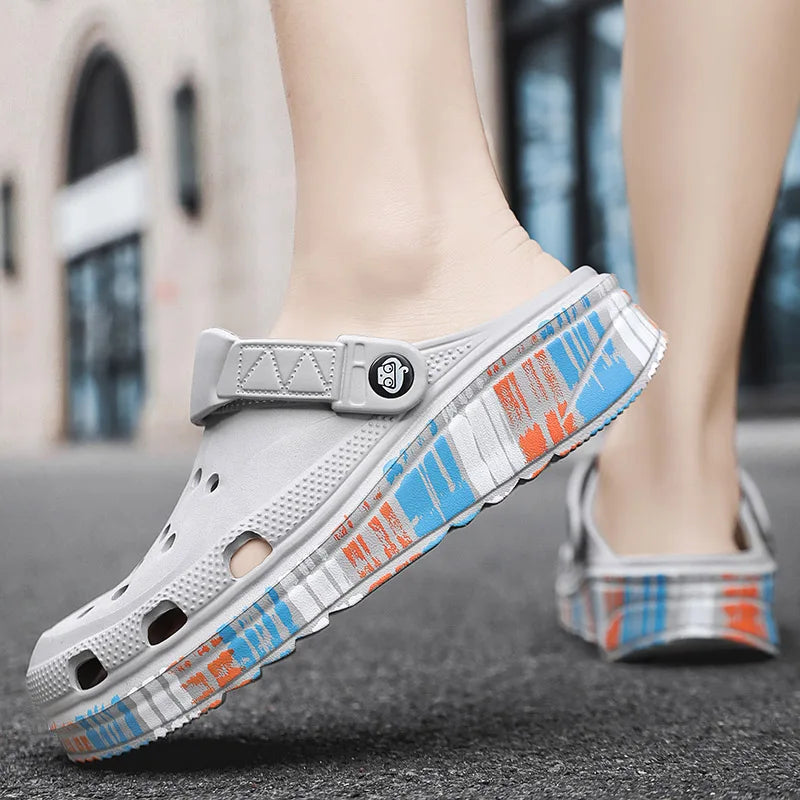 Summer new Eva Breathable lightweight men's Casual Slip on Beach slipper Waterproof Garden Shoes outdoor hollow walking slippers