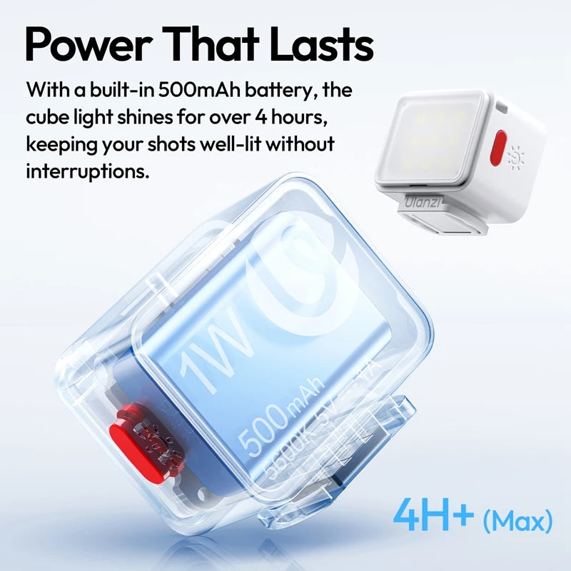 ភ្លើងវីដេអូ Ulanzi DG01 Mini Cube Light 5600K សម្រាប់កាមេរ៉ា Canon Sony Nikon DSLR Tripod ជាមួយ Cold Shoe Magnet Mount សម្រាប់ Vlog Live