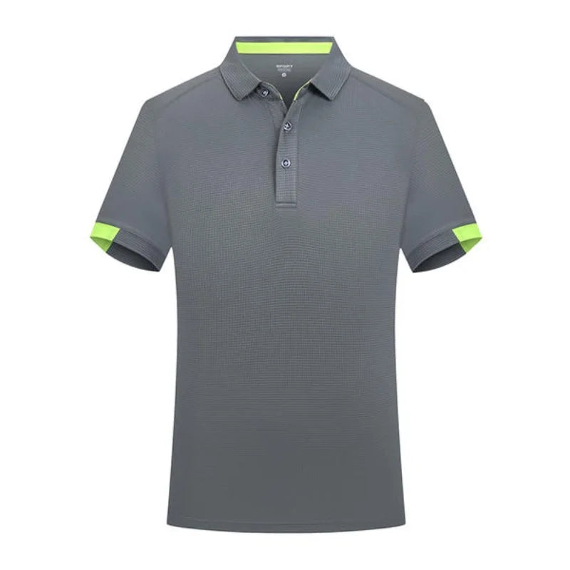 Men's short-sleeved Summer polo shirt  custom logo team cloth Quick-drying grid Fabric   light and breathable  sport business